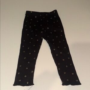 Stylish Kids Black Leggings with Floral Accents